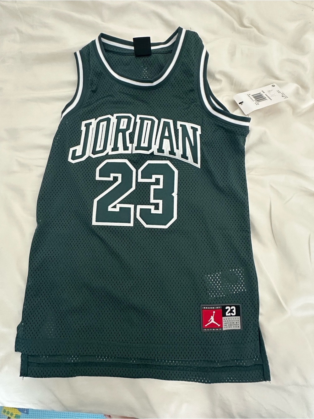 Jordan Deep Green Mesh Basketball Shorts with White Stripe